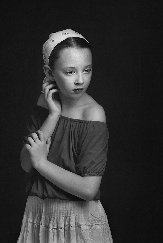 girl wearing head scarf by child photographer Dumfries