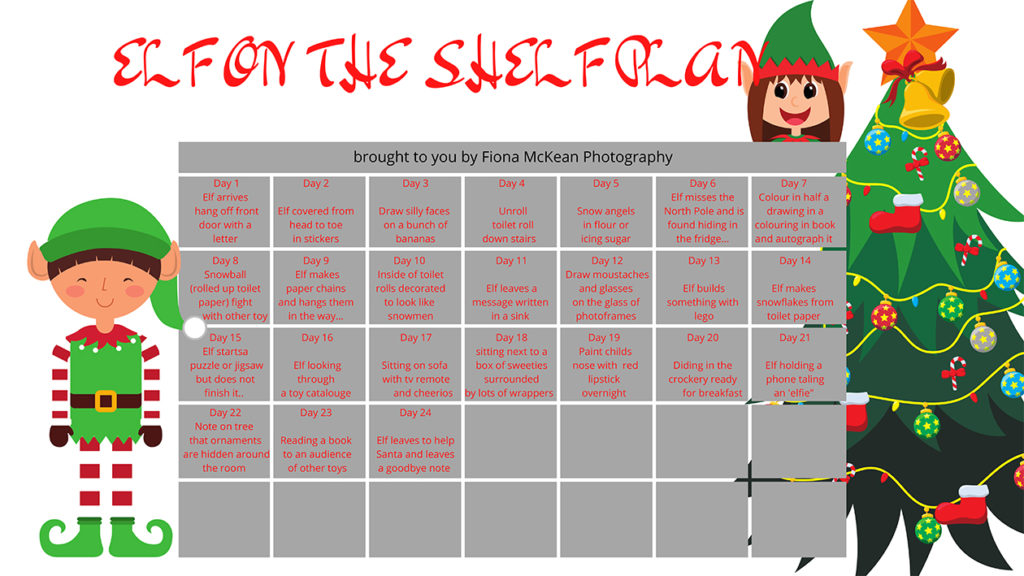 12 Days of Christmas 2020 – Day 1                                 Elf on the Shelf 24 day plan