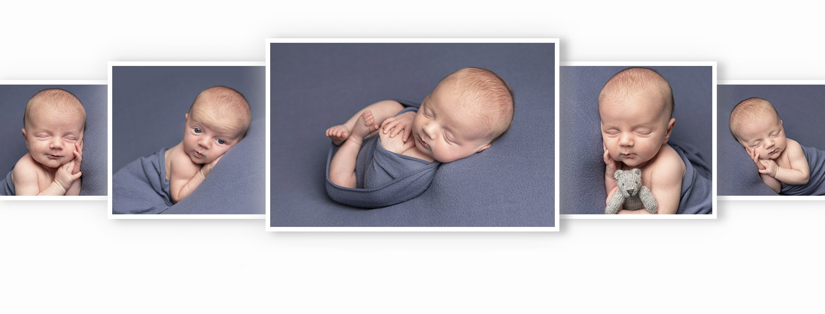 Facebook timeline template of a baby boy sleeping on a blue blanket swaddled in a blue wrap during a newborn photography session Dumfries